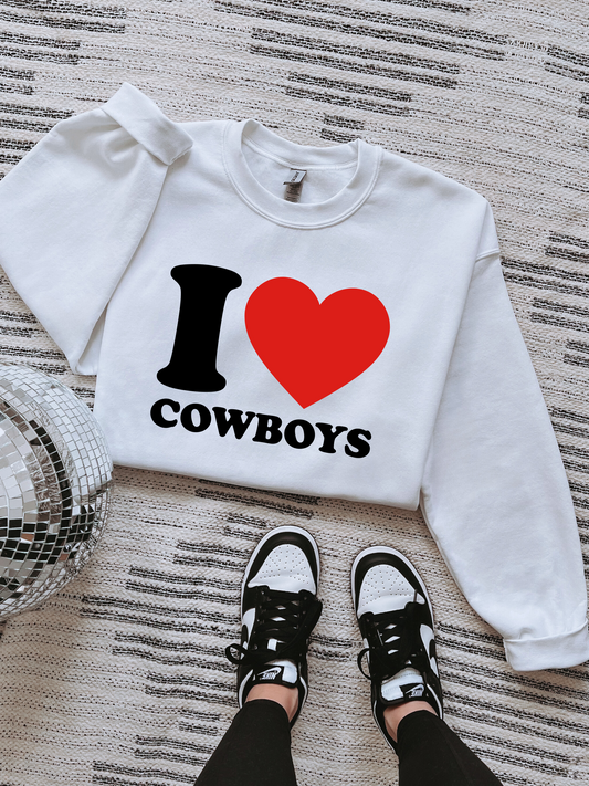 I Love Cowboys Tee or Crewneck